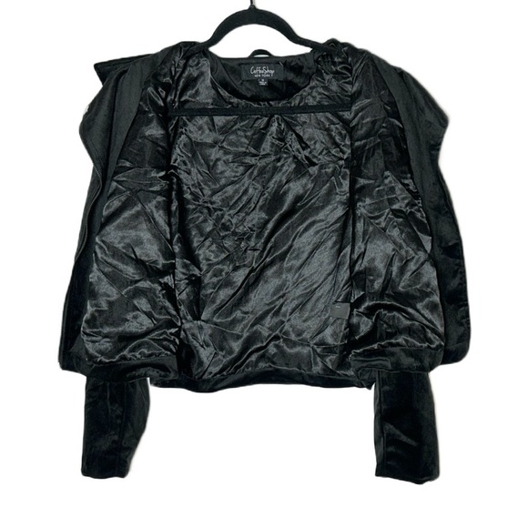 NWT CoffeeShop Black Velvet Moto Jacket with Front Zipper & Zipped Pockets, M - Picture 5 of 15